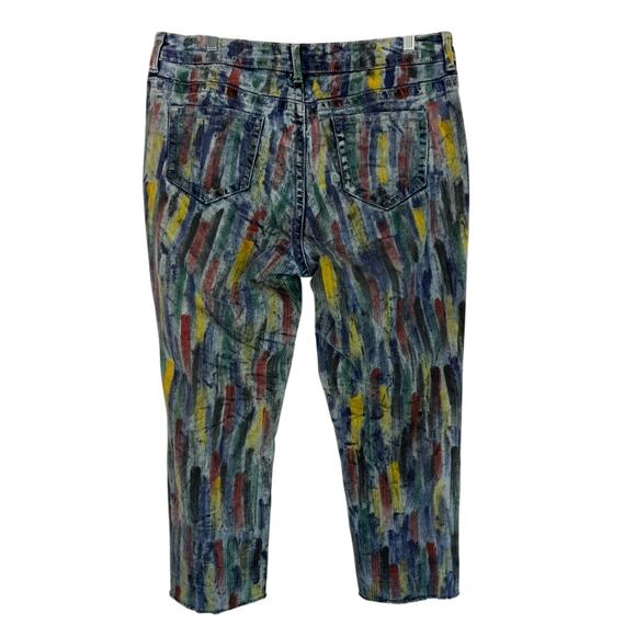 Ashley Stewart Painted Red Blue Black Green Distressed Cotton Jeans Pants 14 - Picture 5 of 9